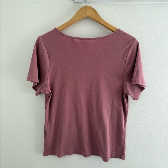 Levi’s Ribbed Fitted Logo Tee XXL – Mauve Short Sleeve Stretch Top - Picture 3 of 4